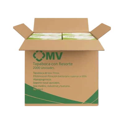 Caja x40 Cajas De Tapabocas MV Con Resorte Triple Filtro