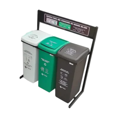 Punto Ecologico De 55 L y 3 Puestos + Papeleras